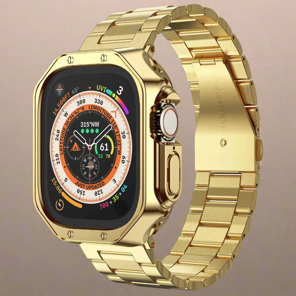 EliteGuard™ Stainless Steel Band & Protective Case for Apple Watch Ultra 3, Ultra 2, Ultra, Series 11–4 (49mm–40mm)