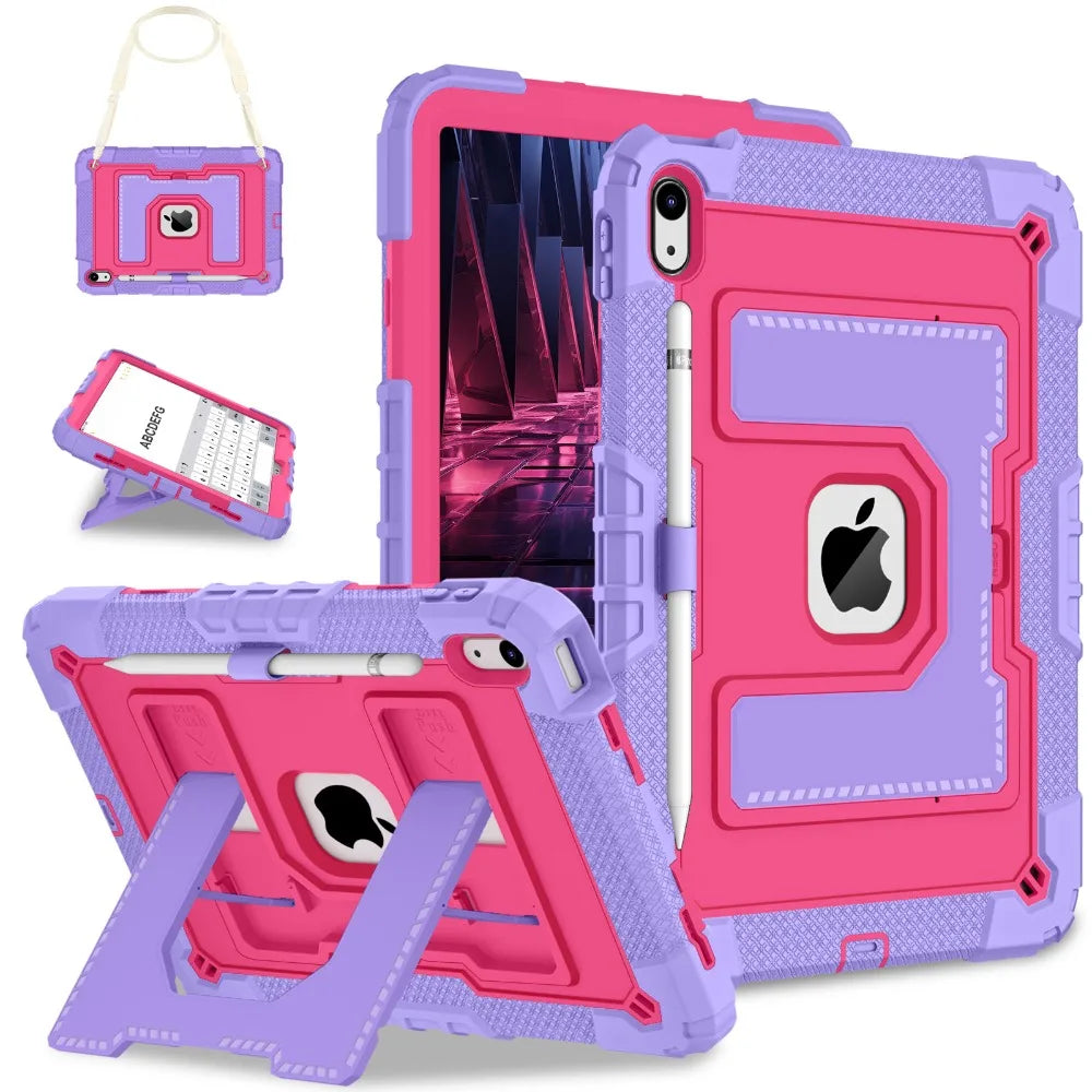 RhinoGuard Tactical 360 Heavy Duty iPad Case with Kickstand, Hand Strap & Shoulder Strap