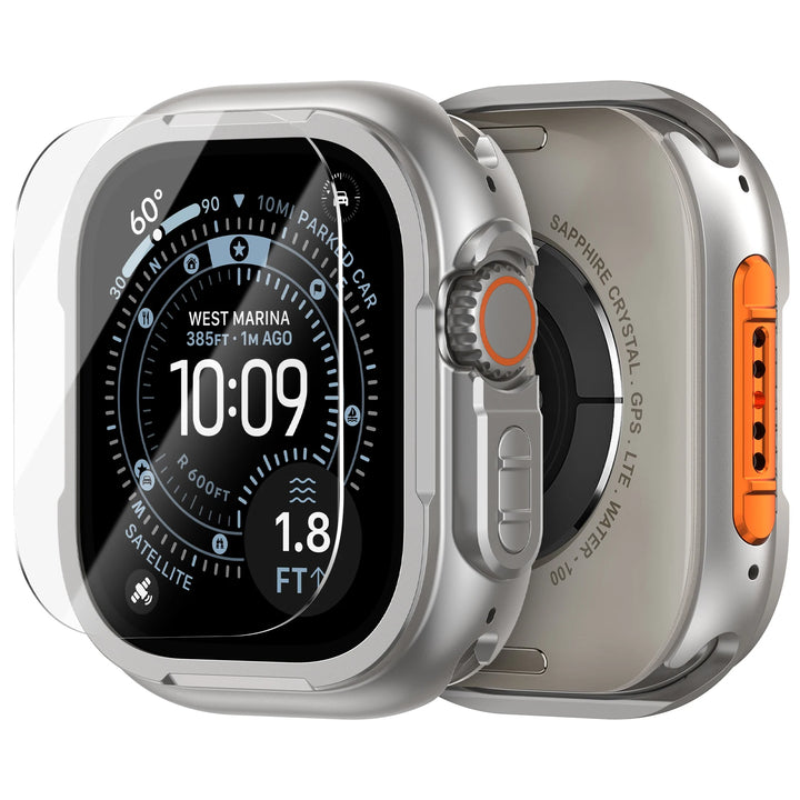 Titanium Alloy Case with Tempered Glass Screen Protector for Apple Watch Series 11/10 (46mm) & Ultra 4 (49mm)
