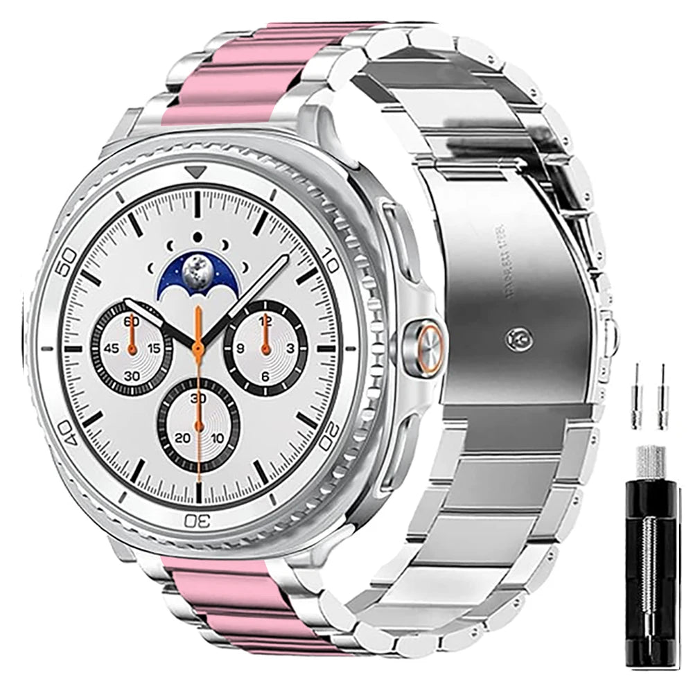 Avontic SteelArc Silver Pink stainless steel band for Galaxy Watch9 and Watch8