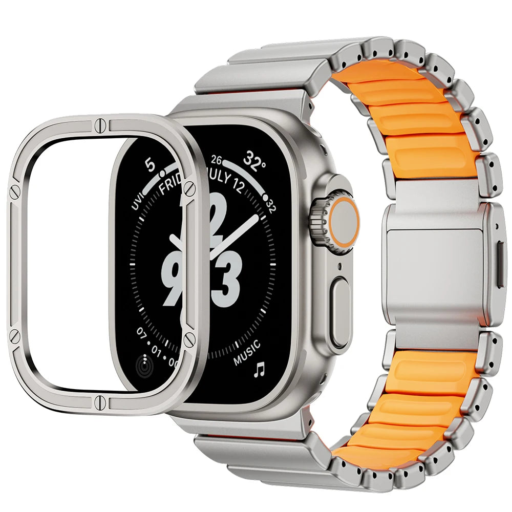 TitanEdge™ Prestige Titanium Band + Faceplate Bumper for Apple Watch Ultra 3 • 2 • 1 – 49 mm