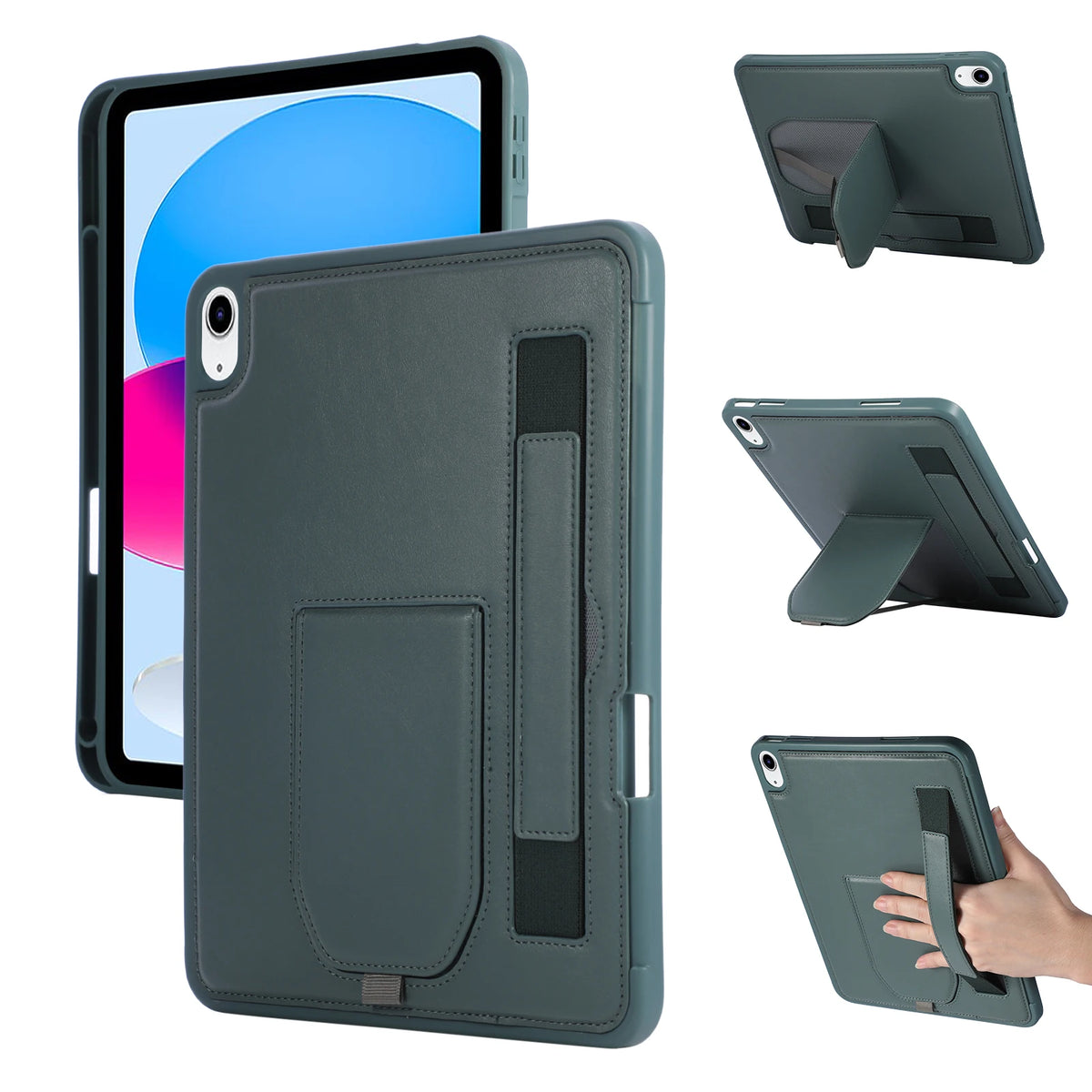 Leather iPad Case with Hand Strap and Stand – Compatible with iPad Air, Pro, Mini, and iPad (2024–2026 Models)