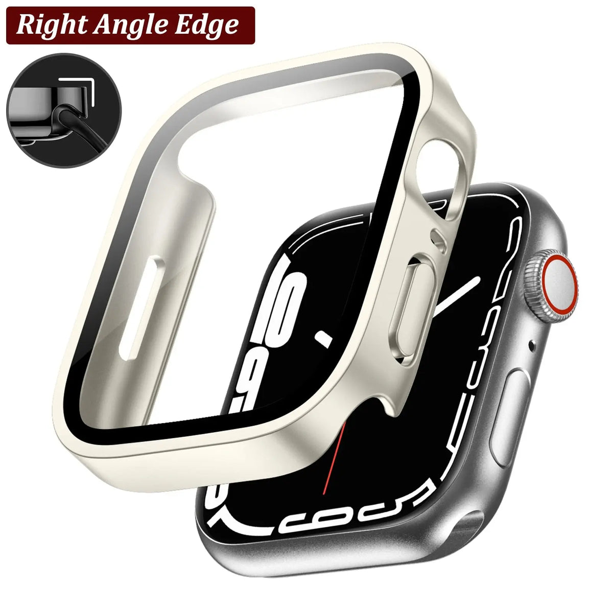 Glass Case for Apple Watch Series 7 6 5 4 se PC Shell Protector for iWatch 40mm 41mm 44mm 45MM Waterproof Full Protection Cover Avontic