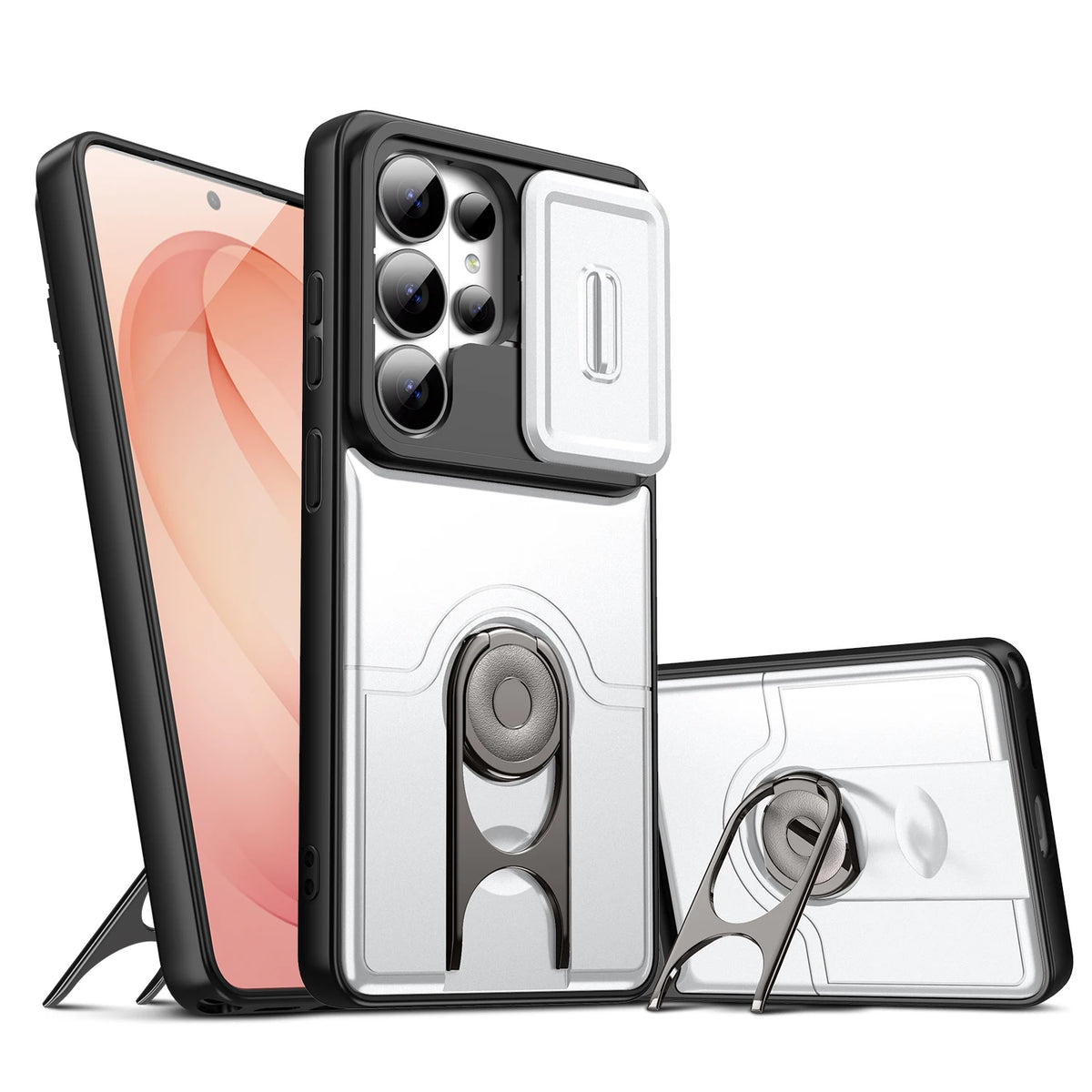 ArmorSlide Pro Magnetic Ring Case for Samsung Galaxy S26 S25 S24 Ultra with Camera Cover Kickstand