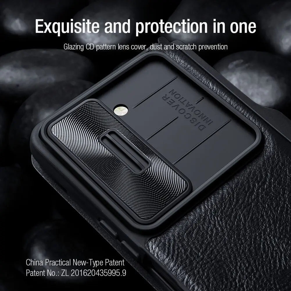 NILLKIN Qin Flip Leather Case for Samsung Galaxy Z Fold 5 with S-Pen Pocket Slide Camera Lens Cover Full Protection Phone Case Pinnacle Luxuries