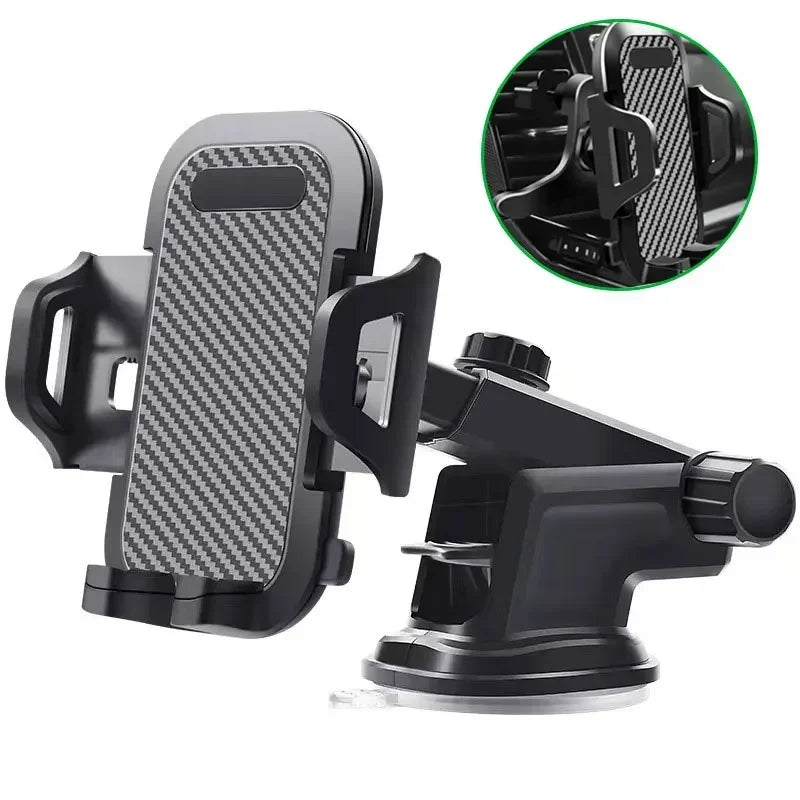 Universal Car Phone Mount – Air Vent Clip or Suction Cup Dashboard & Windshield Holder (360° Adjustable)