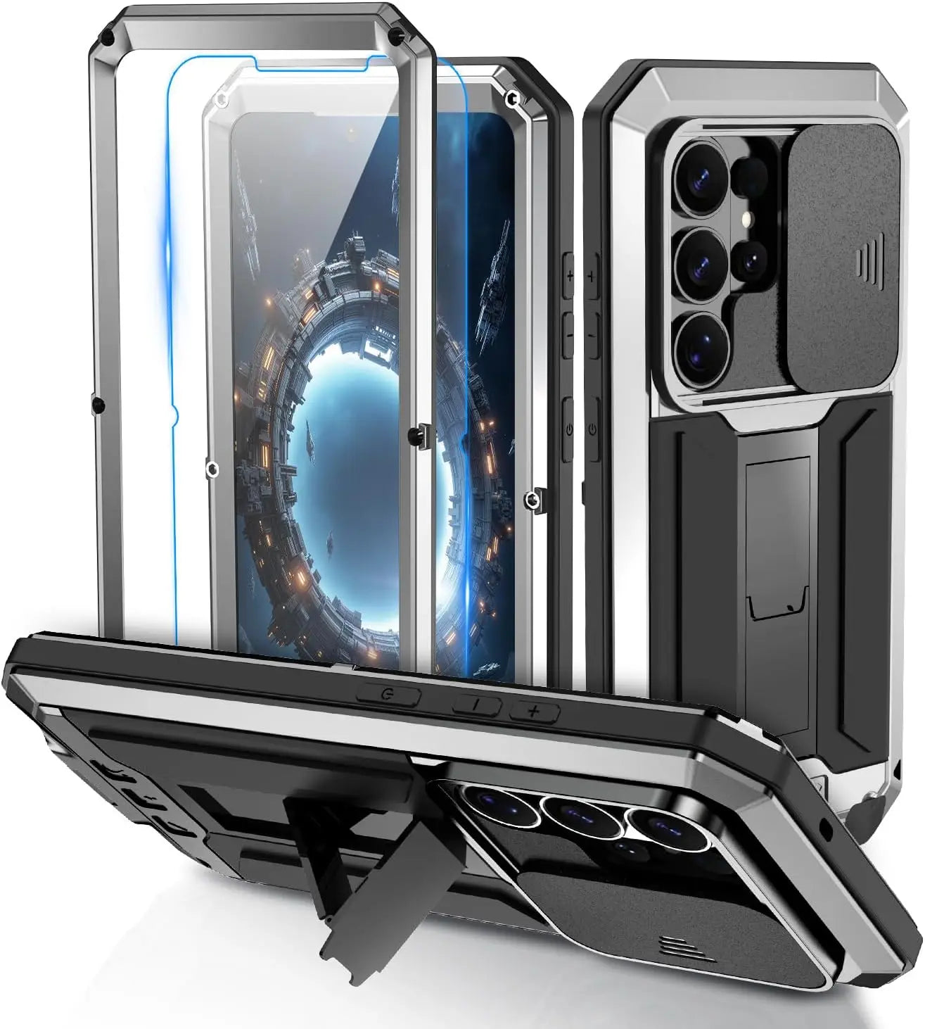 Avontic Case for Samsung Galaxy S26 Ultra Metal 360 Heavy Duty Case with Kickstand – Full Body Shockproof Armor Cover
