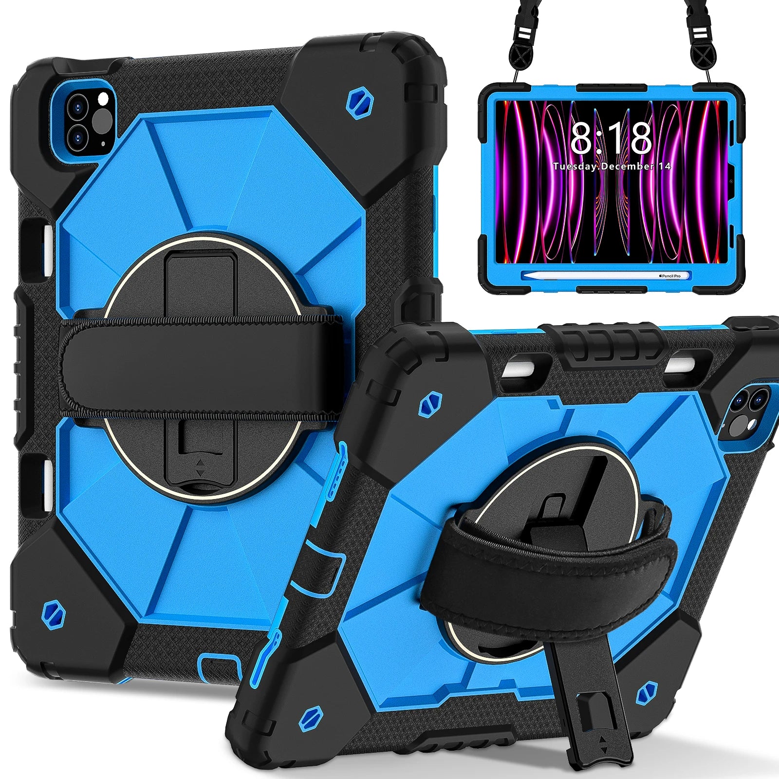 RhinoGuard Apex 360 Command Rugged iPad Case with Kickstand & Hand Strap