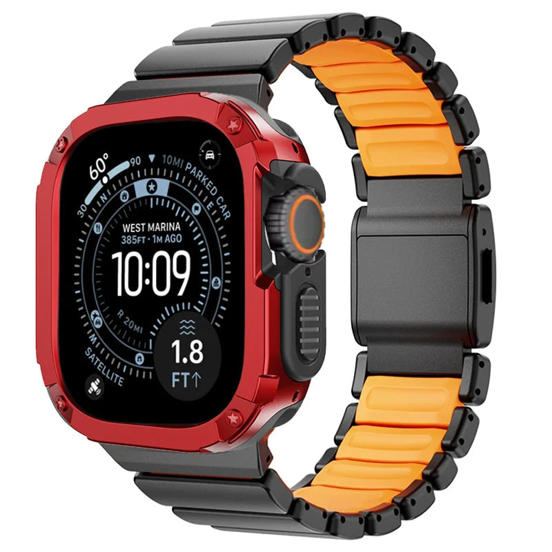TitanFusion™ UltraGuard Series — Titanium Metal Band + Rugged Case for Apple Watch Ultra 3, Ultra 2, Ultra 1, Series 11, 10, 9, 8 (49mm / 46mm / 45mm / 44mm)