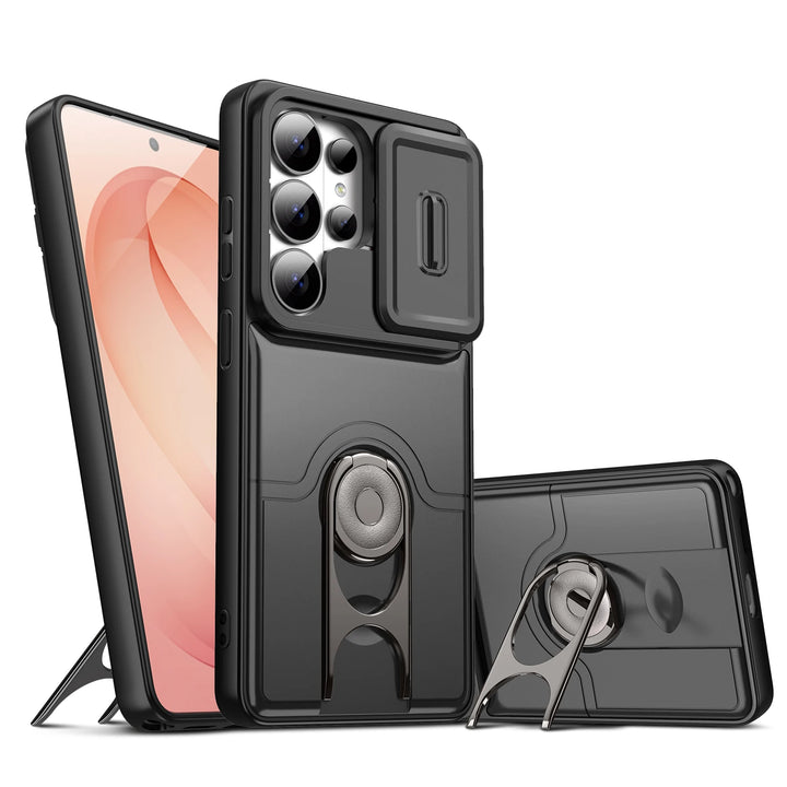 ArmorSlide Pro Magnetic Ring Case for Samsung Galaxy S26 S25 S24 Ultra with Camera Cover Kickstand