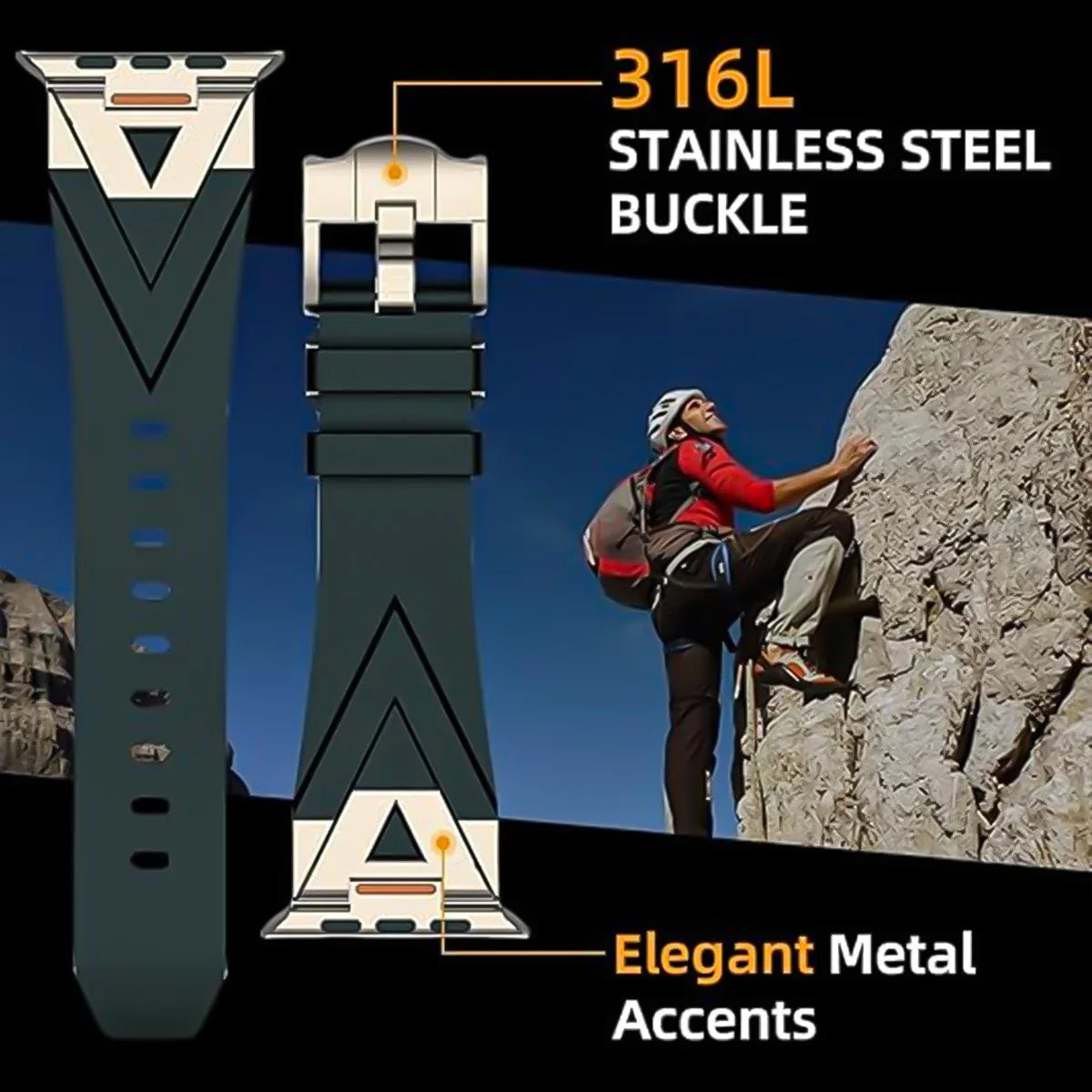 Avontic Signature Series™ Sport Band for Apple Watch Ultra 3/Ultra 2/Ultra, Series 11/10/9/8/7/6/5/4/3 SE – Premium Silicone Fitness Strap with Avontic V-Clasp