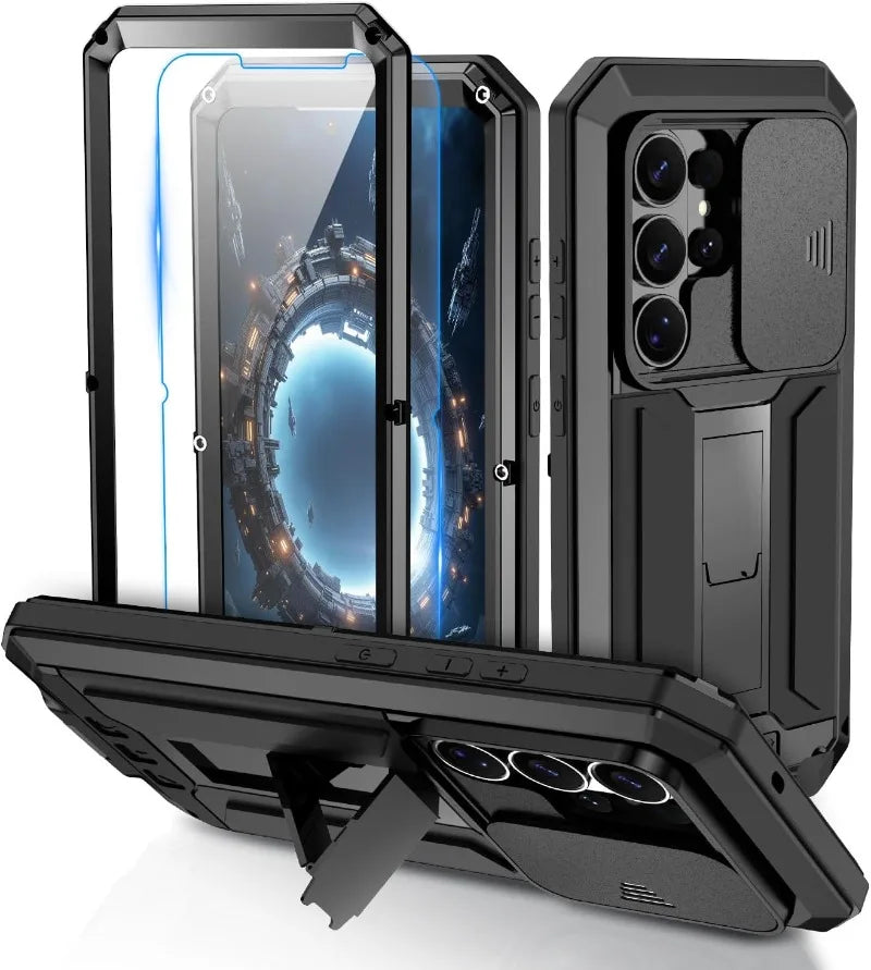 Avontic Case for Samsung Galaxy S26 Ultra Metal 360 Heavy Duty Case with Kickstand – Full Body Shockproof Armor Cover