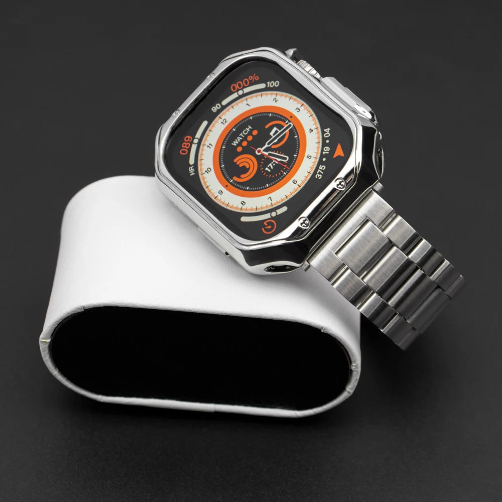 EliteGuard™ Stainless Steel Band & Protective Case for Apple Watch Ultra 3, Ultra 2, Ultra, Series 11–4 (49mm–40mm)