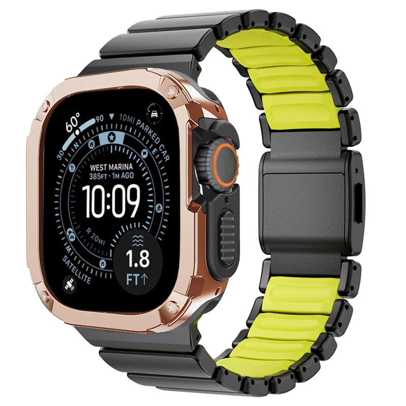 TitanFusion™ UltraGuard Series — Titanium Metal Band + Rugged Case for Apple Watch Ultra 3, Ultra 2, Ultra 1, Series 11, 10, 9, 8 (49mm / 46mm / 45mm / 44mm)