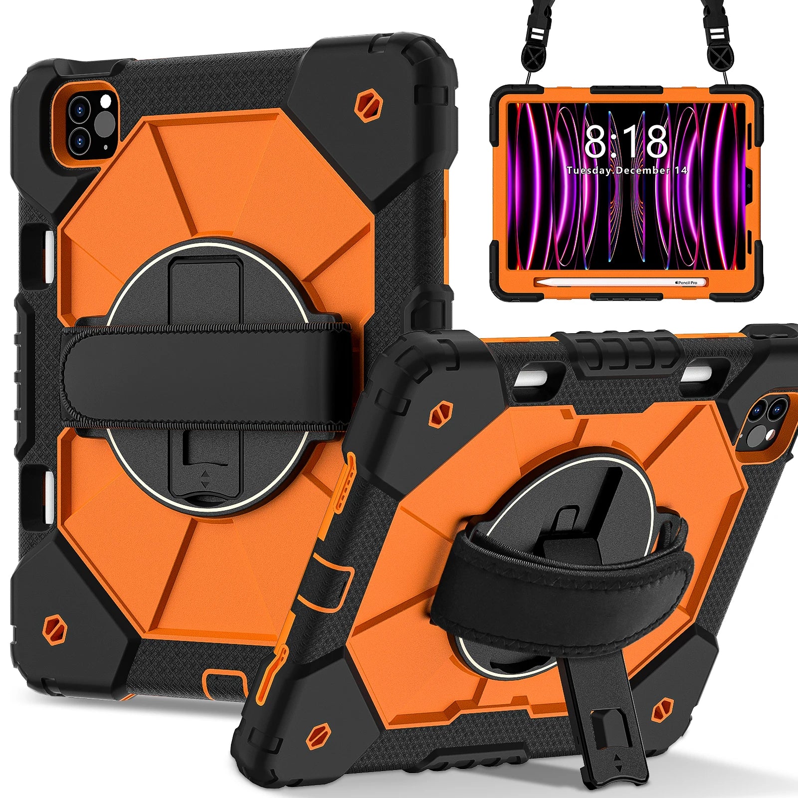 RhinoGuard Apex 360 Command Rugged iPad Case with Kickstand & Hand Strap