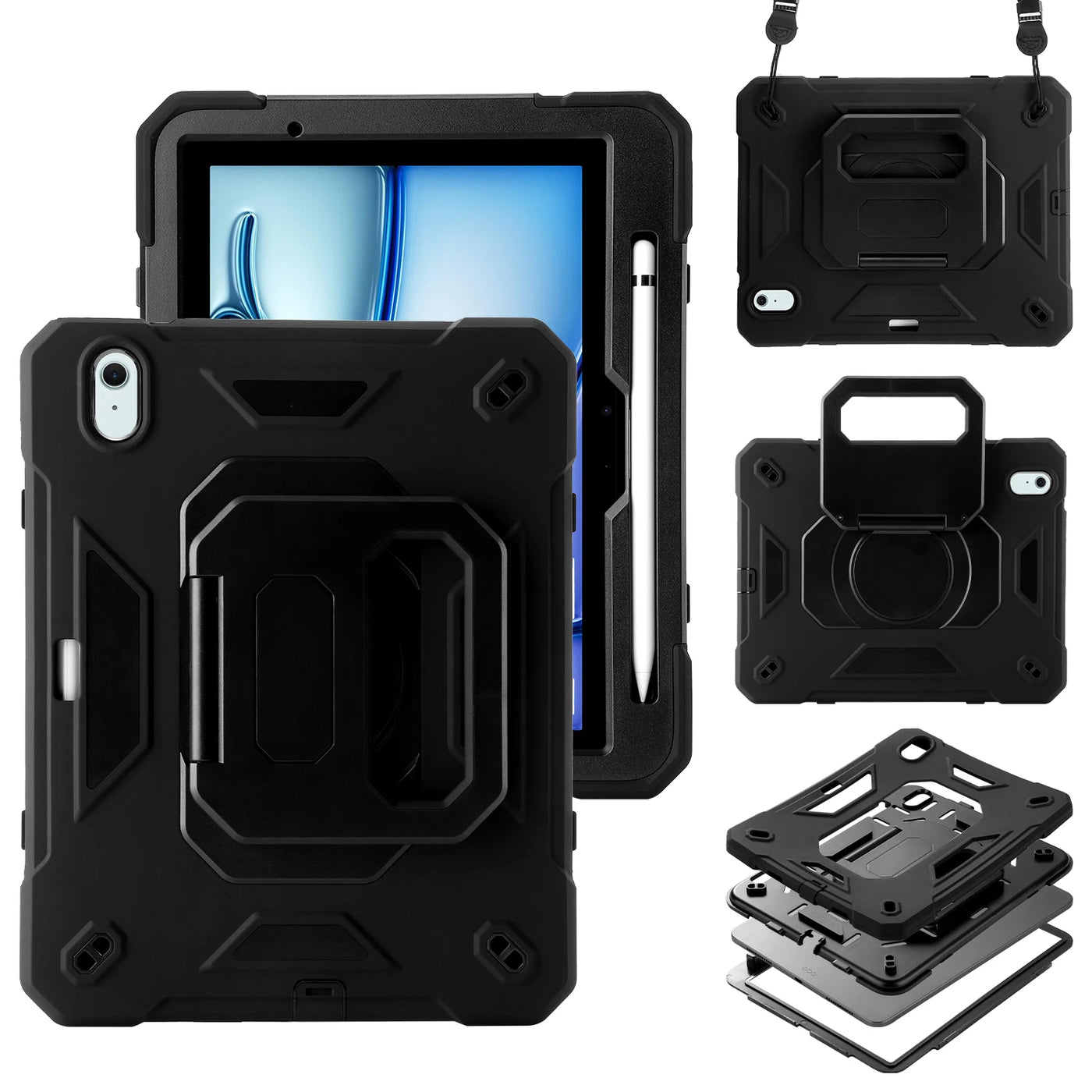 Avontic RhinoGuard Rugged iPad Case with Stand and Hand Strap