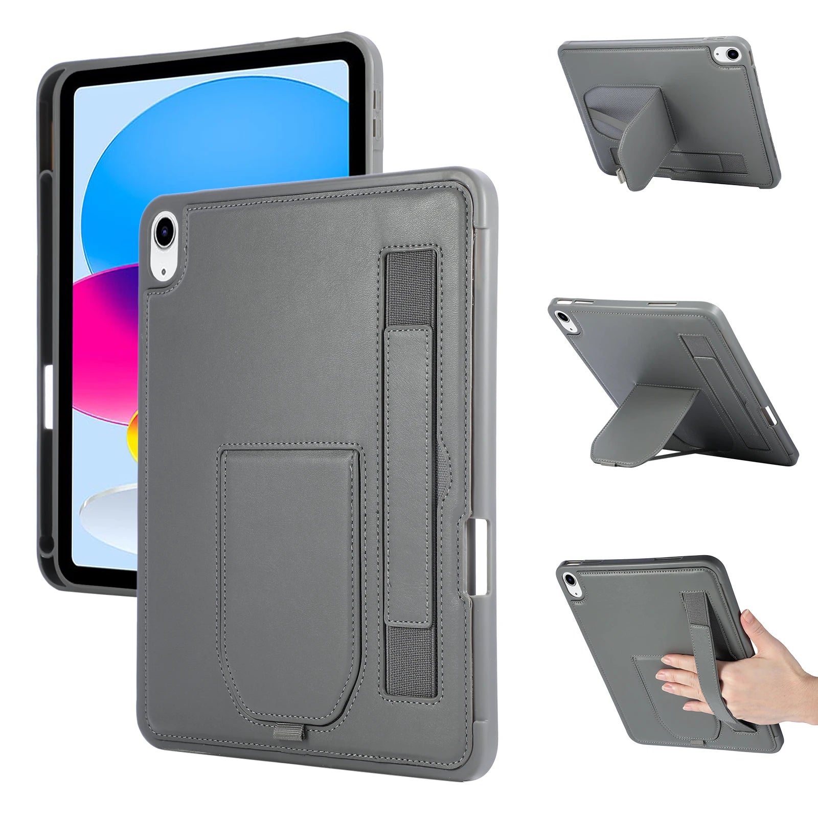 Leather iPad Case with Hand Strap and Stand – Compatible with iPad Air, Pro, Mini, and iPad (2024–2026 Models)