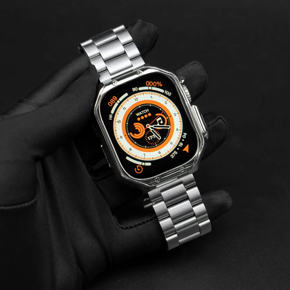 EliteGuard™ Stainless Steel Band & Protective Case for Apple Watch Ultra 3, Ultra 2, Ultra, Series 11–4 (49mm–40mm)