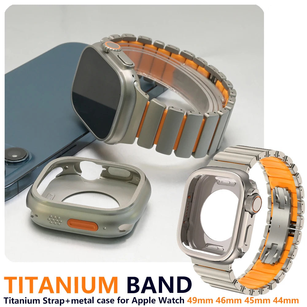 TitanFusion ArmorLink Pro Titanium Band & Case Set for Apple Watch