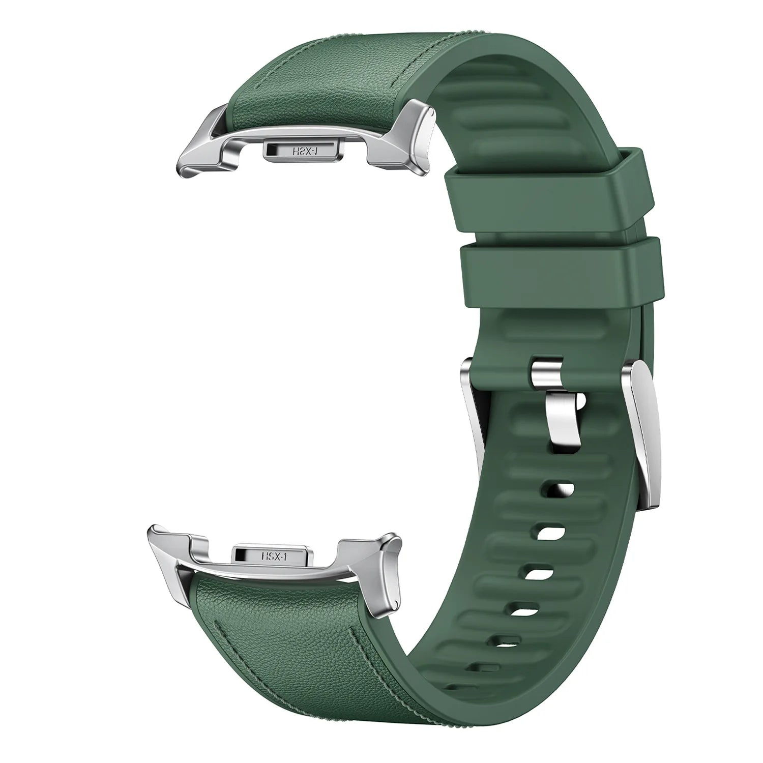 Avontic DuoTexture Green leather-look silicone band for Galaxy Watch9, Watch8 and Watch8 Classic on a clean background