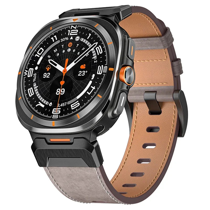 Avontic ExecutiveLink Light Grey leather band for Galaxy Watch Ultra and Ultra2 47mm