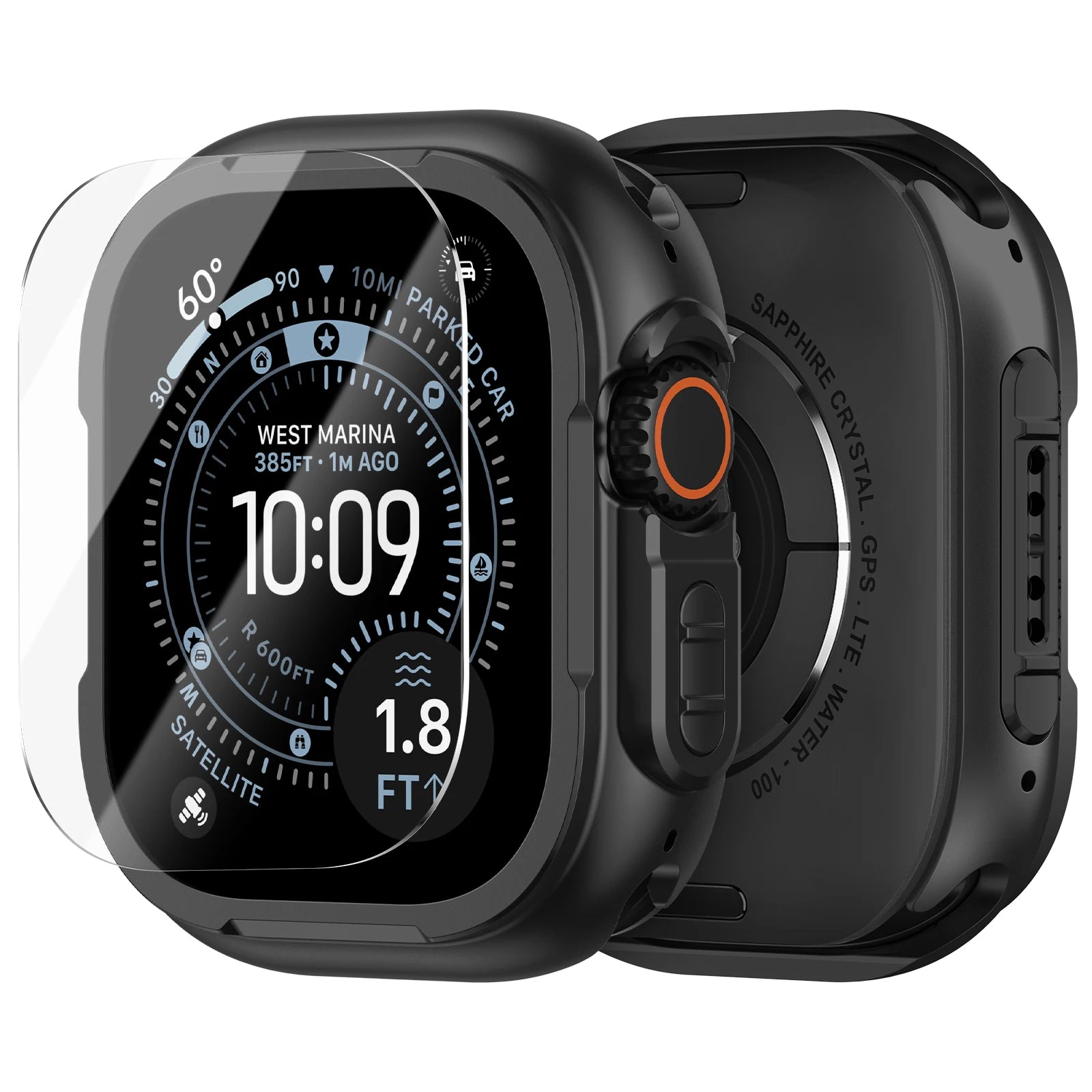 Titanium Alloy Case with Tempered Glass Screen Protector for Apple Watch