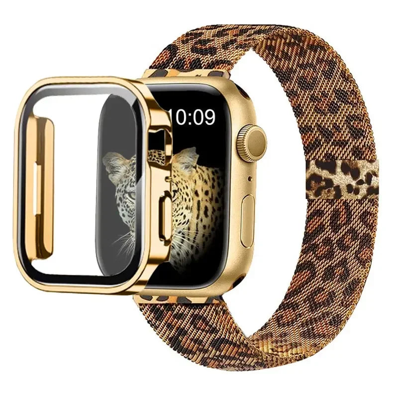 Milanese Stainless Steel Loop Band with Protective Case – Compatible with Apple Watch Ultra & Series 4–10 (40–49mm)