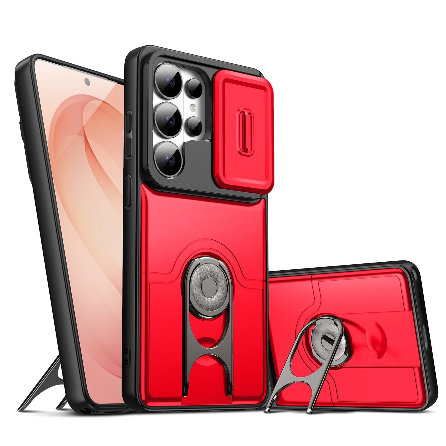 ArmorSlide Pro Magnetic Ring Case for Samsung Galaxy S26 S25 S24 Ultra with Camera Cover Kickstand