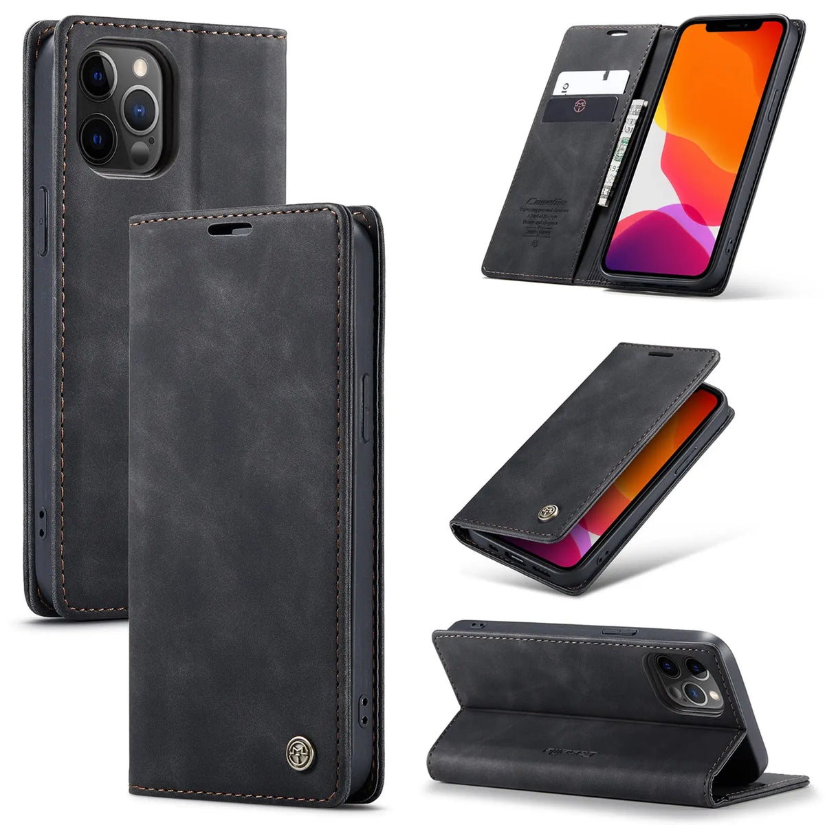 CaseMe Flip Case For iPhone 15 Pro Max iPhone 15 Plus Pro Retro Magnetic Card Leather Wallet Cover Avontic