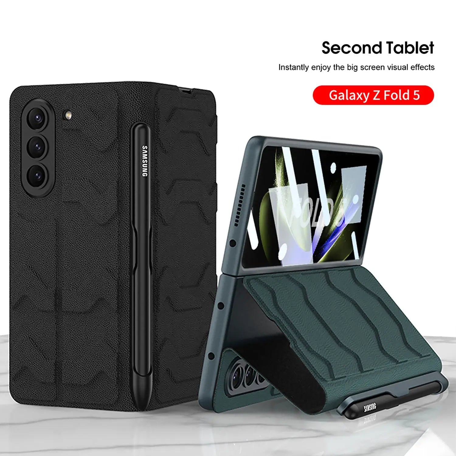 Rugged Custom Leather Case For Samsung Galaxy Z fold 5 Pinnacle Luxuries