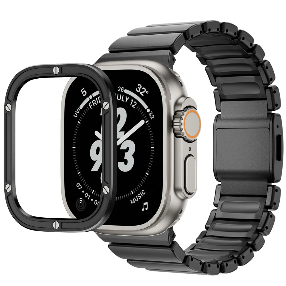 TitanEdge Prestige Titanium Band + Faceplate Bumper for Apple Watch Ultra 3 • 2 • 1 – 49 mm