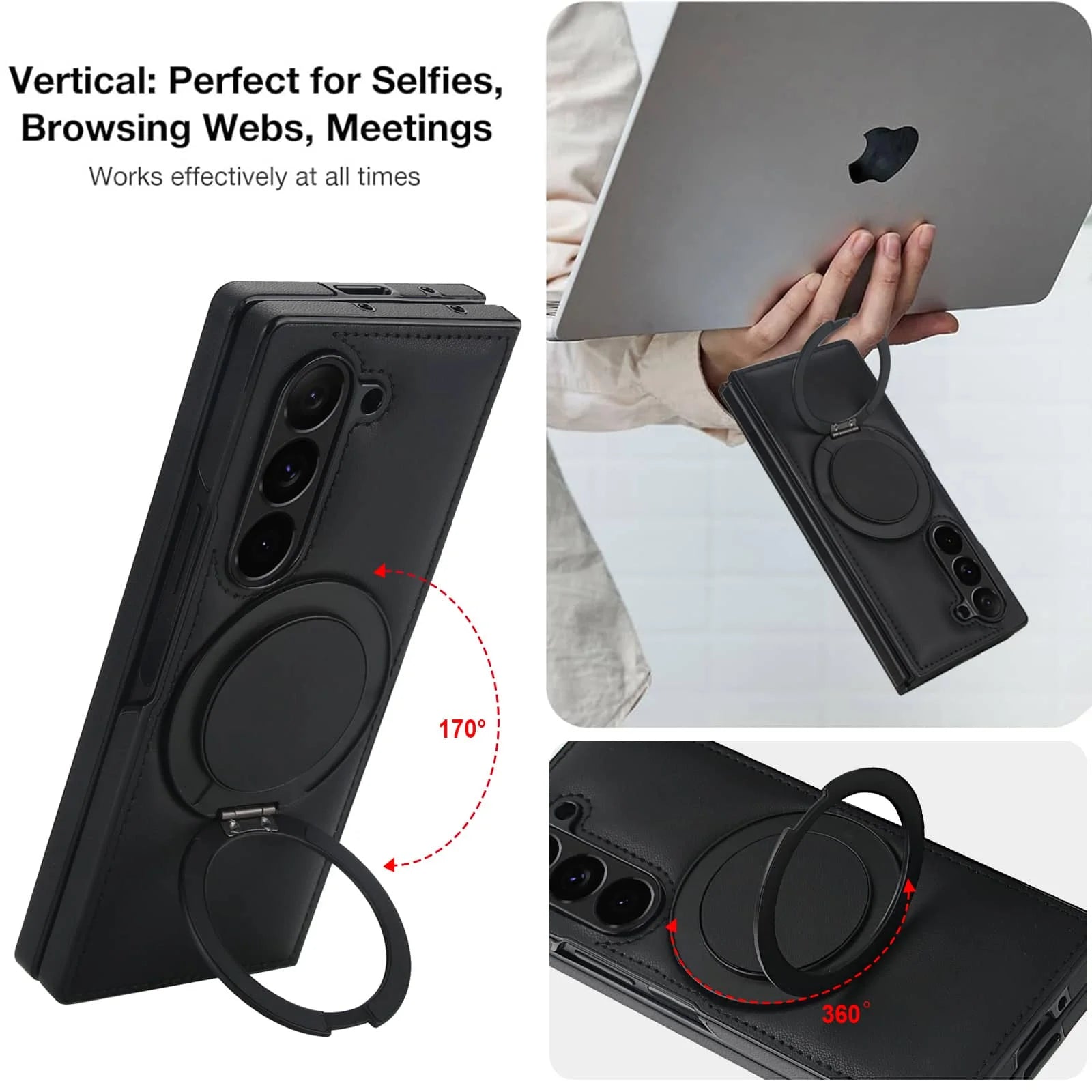 MagRing Leather Shield Case™  For Samsung Galaxy Z Fold 7, 6, 5, 4, and 3