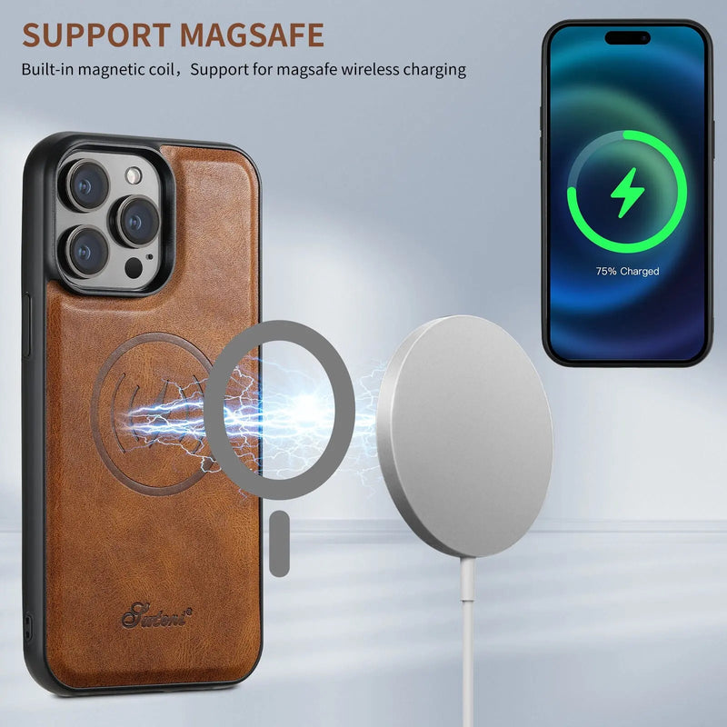 PU Leather Case for iPhone 15 Pro Max Plus iPhone 15 Pro 2 in1 Function Detachable Magnetic Card bag Stand Feature Cover Avontic