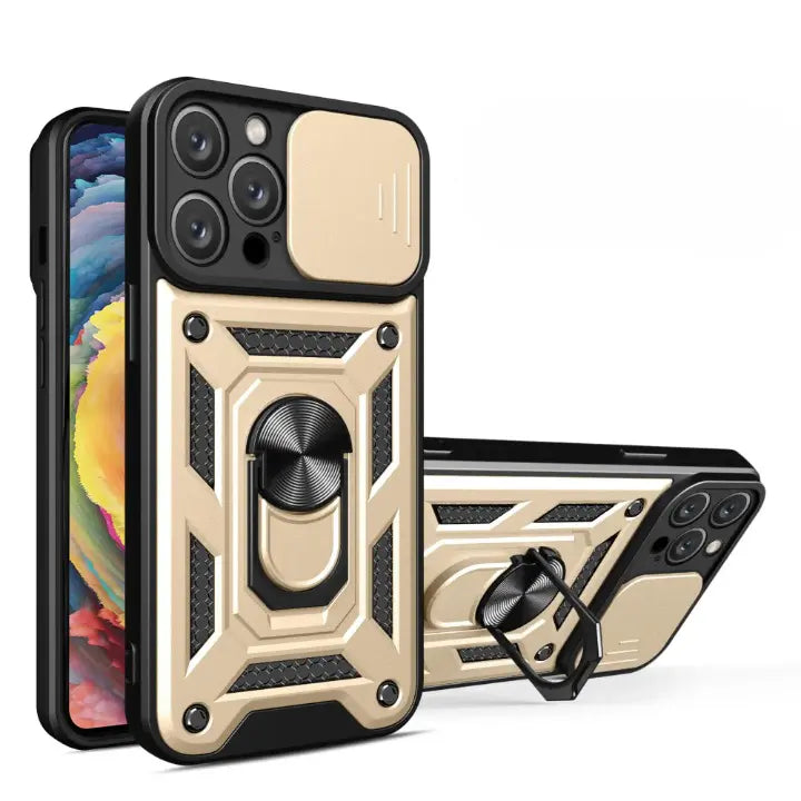 Case For iPhone 15 Pro Max 14 Pro 13 12 11 Pro Max XR XS Max 7 8 SE Slide Camera Magnetic Kickstand Armor Shockproof Phone Cover Avontic