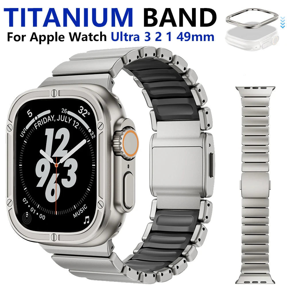 TitanEdge™ Prestige Titanium Band + Faceplate Bumper for Apple Watch Ultra 3 • 2 • 1 – 49 mm