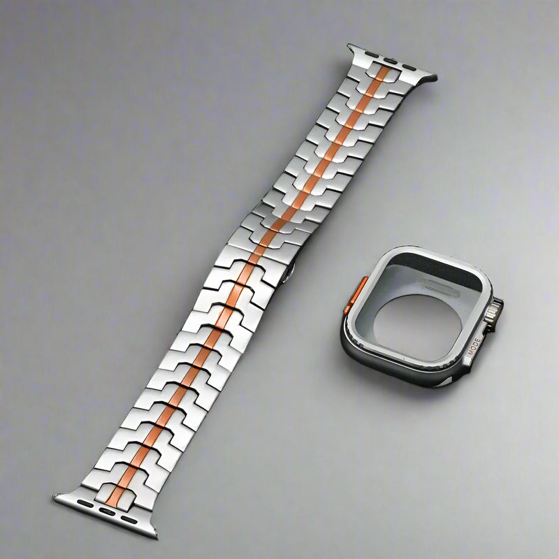 Stainless Steel Link Bracelet for Apple Watch Band 49mm 46mm 45mm 44mm Butterfly Buckle Strap+case Iwatch 10 9 8 7 6 5 Se Ultra Avontic