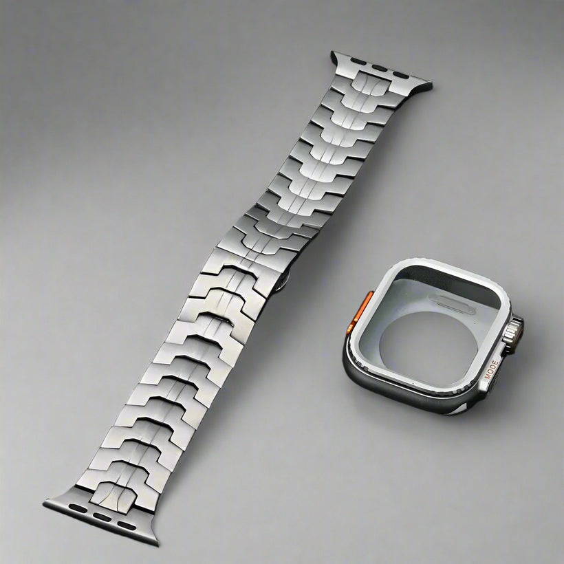 Titanium Spectrum Pro Band & Case for Apple Watch Ultra 3/Ultra 2/Ultra 49mm, Series 11/10/9/8/7/SE 46mm 45mm 44mm – Two-Tone Titanium Link + 360° Protective Case