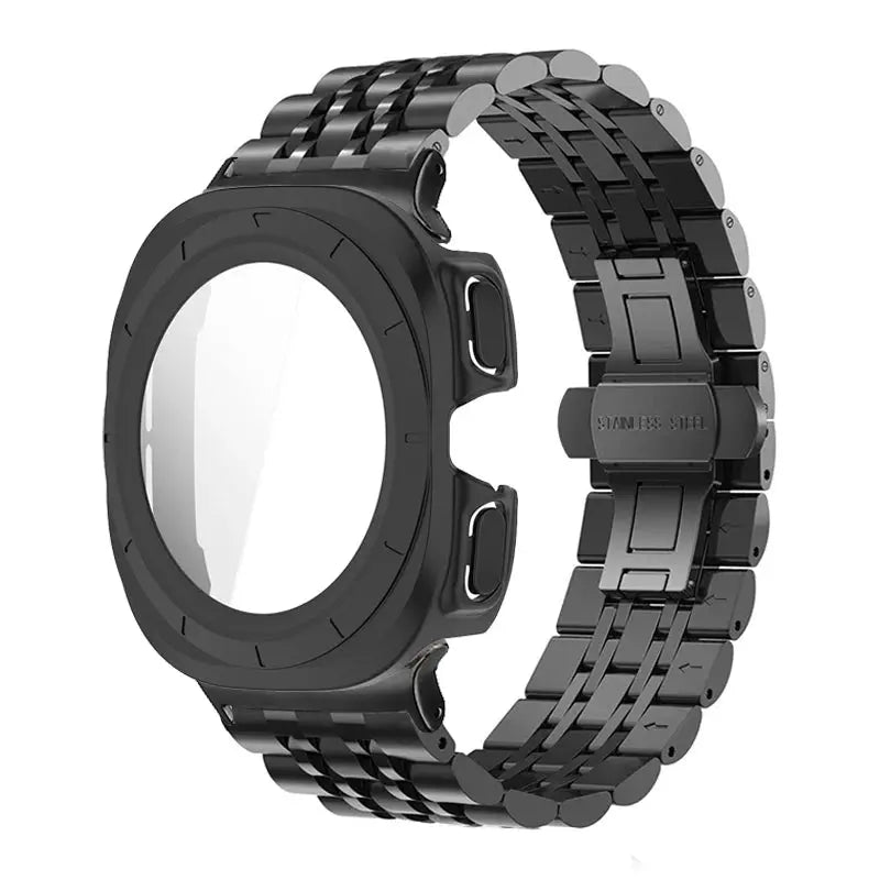 TitanShield ProMax: Premium Stainless Steel Band &amp; Tempered Glass Protector for Samsung Galaxy Watch 7 Ultra 47mm