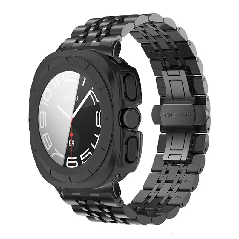 Stainless Steel Strap For Samsung Galaxy Watch 7 Ultra 47mm Band+Cover For galaxy watch 7 ultra 47mm PC Case Tempered Glass Film Pinnacle Luxuries