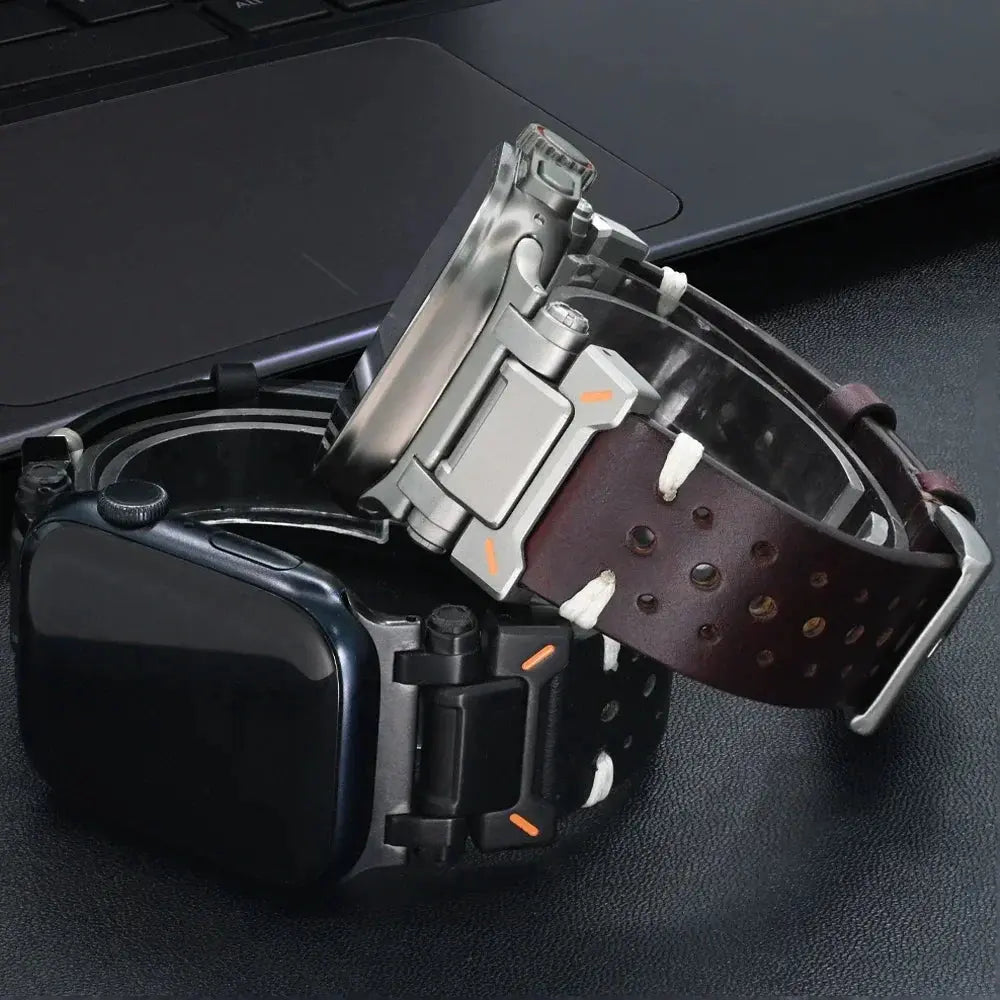 Stainless Steel+leather Strap for Apple Watch 10 46mm Ultra 1 2 49mm Men Bracelet for Iwatch Series 9 8 7 6 5 Se 44mm 45mm Band Avontic
