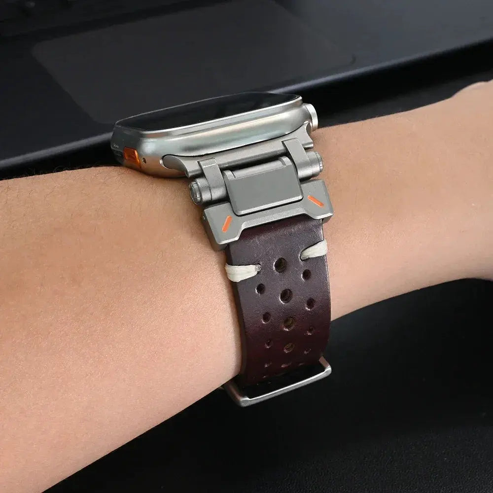 Premium Stainless Steel & Leather Hybrid Band for Apple Watch Series 10 (46mm), Ultra 1/2 (49mm) — product view 9