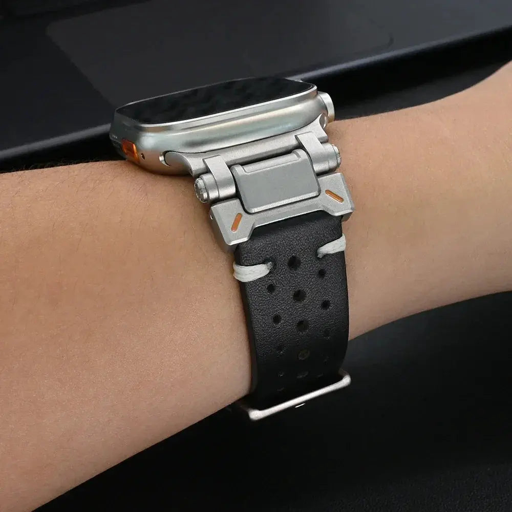 Premium Stainless Steel & Leather Hybrid Band for Apple Watch Series 10 (46mm), Ultra 1/2 (49mm) — product view 11