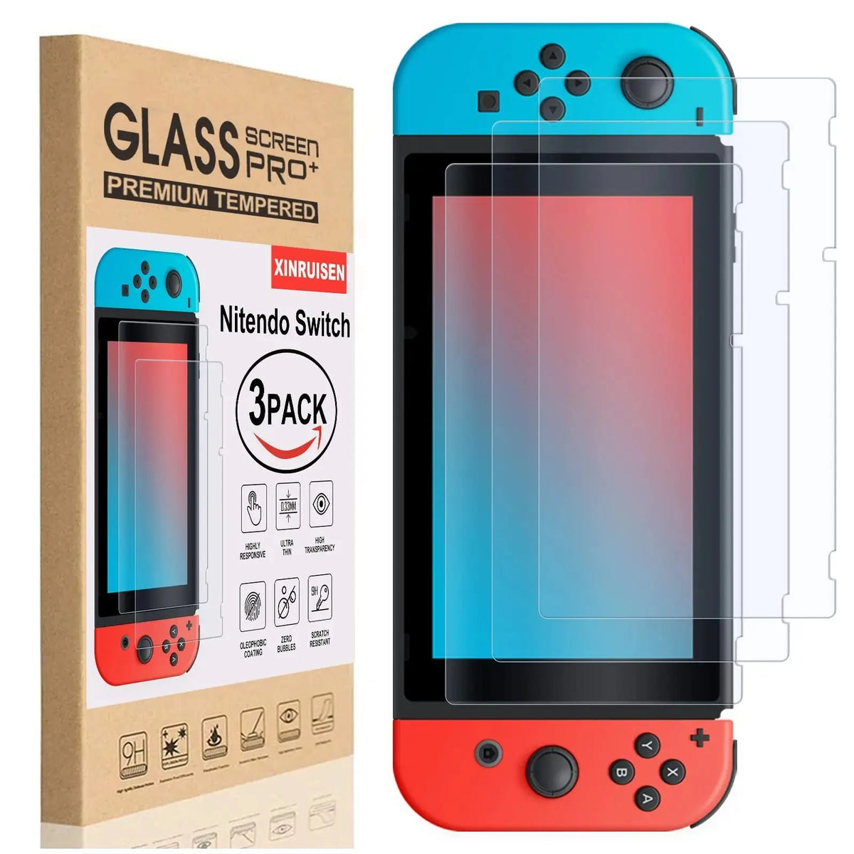 Tempered Glass Screen Protector Compatible-Nintendo Switc/ Switch Lite/ Switch OLED Hard Protector Film for Switch Game Console Avontic