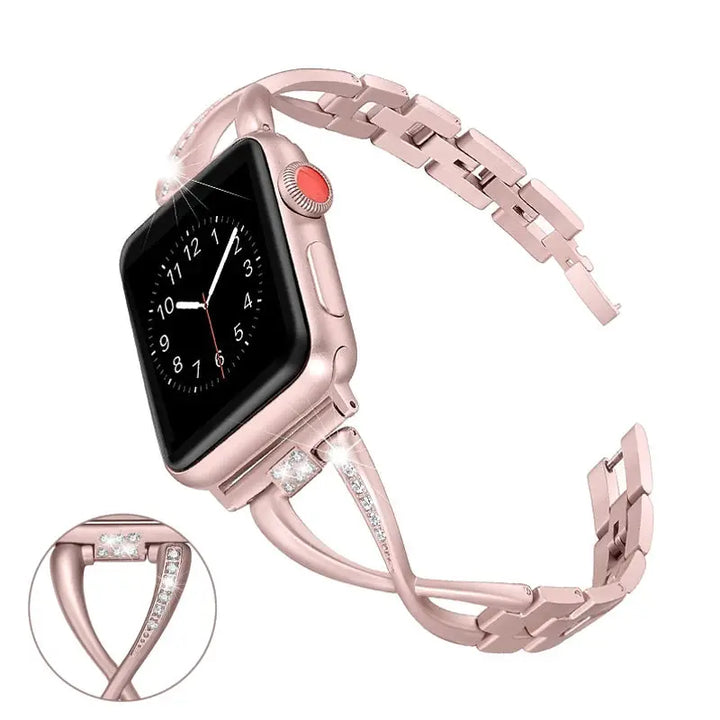 LuxeTwist Diamond Stainless Steel Band for Apple Watch Series 12 (42/46mm) & Ultra 4 (49mm)