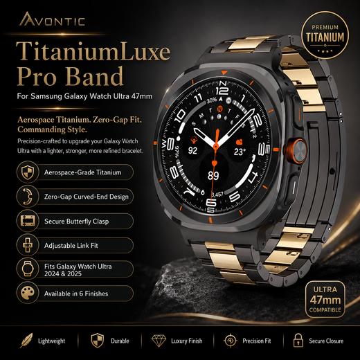TitaniumLuxe Pro Titanium Band for Galaxy Watch Ultra & Ultra 2 (2026)