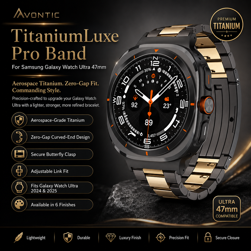 TitaniumLuxe Pro Titanium Band for Galaxy Watch Ultra & Ultra 2 (2026)