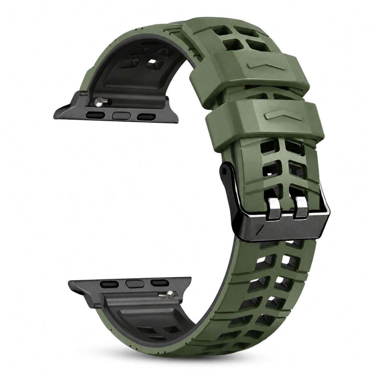 Avontic ActiveFlex Pro Green and Black breathable silicone Apple Watch sport band