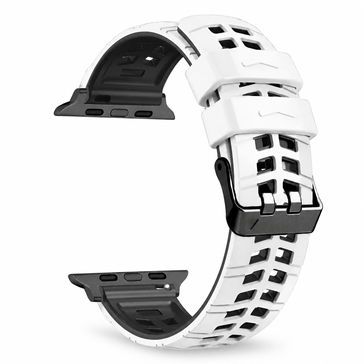 Avontic ActiveFlex Pro White and Black breathable silicone Apple Watch sport band