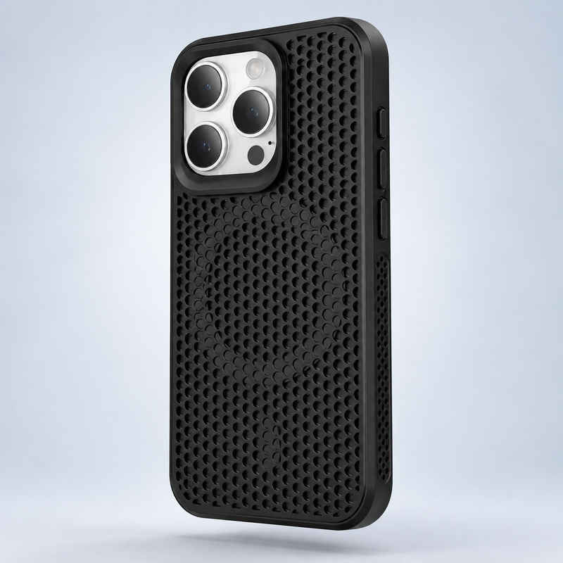 AeroFlow magnetic phone case in Black; model-specific design varies