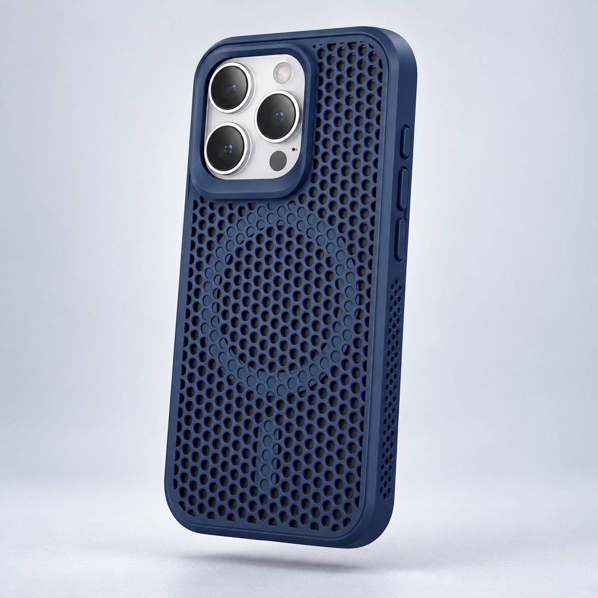 AeroFlow magnetic phone case in Dark Blue; model-specific design varies; case color detail for the privacy kit